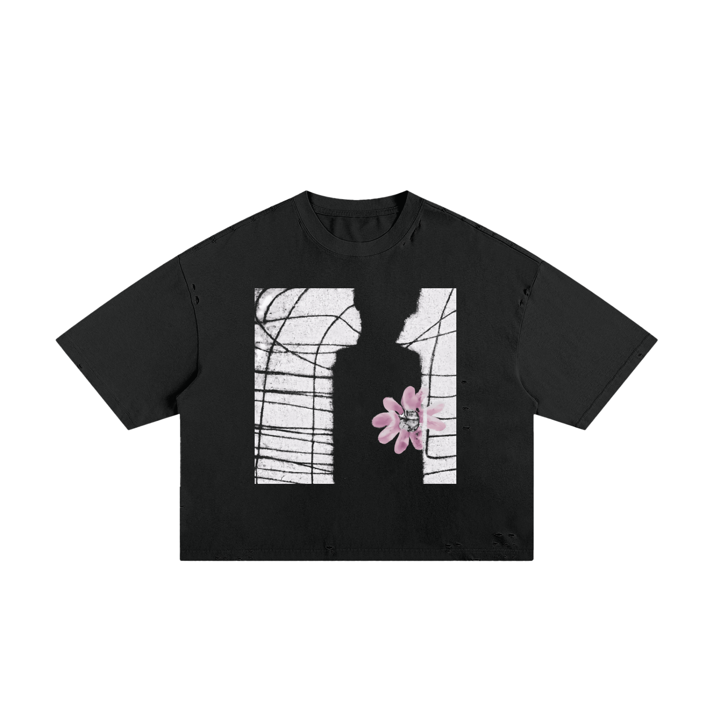 2023 - Classic Frayed Black Boxy Tee